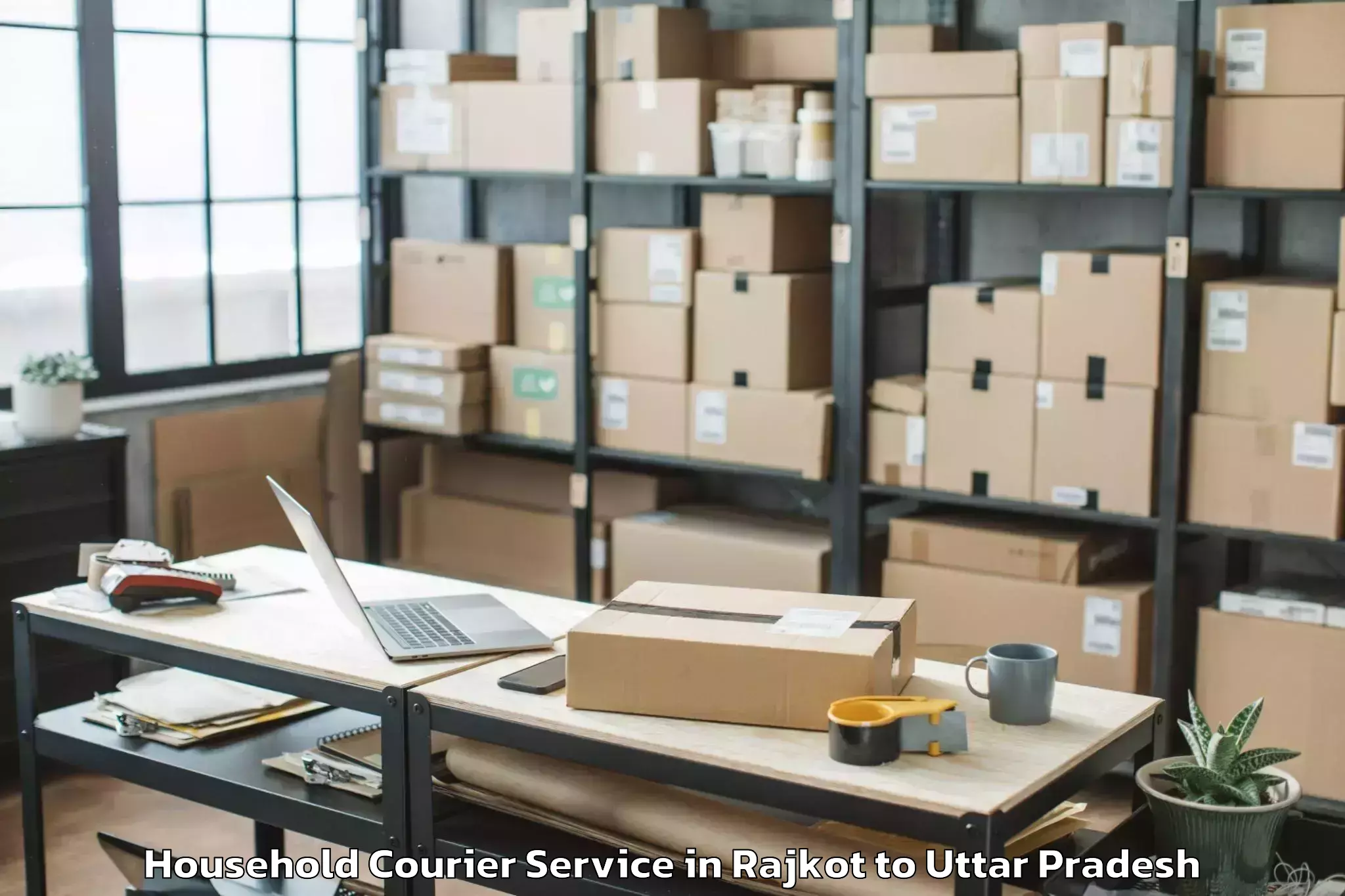 Quality Rajkot to University Of Allahabad Allaha Household Courier